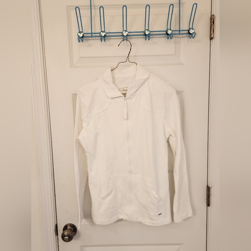 Womens Soma Zip Up Polo Jacket Size M White Cotton #L660